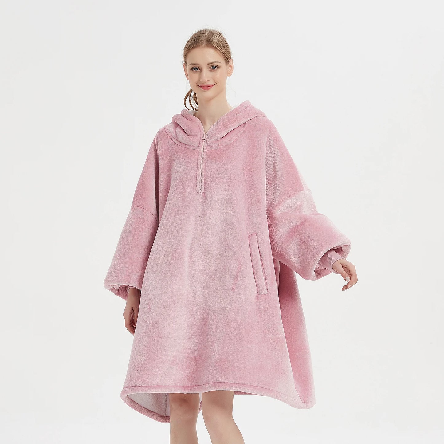 Draagbare Hoodie Winter Oversized Flanellen Hoodie deken Met Mouwen