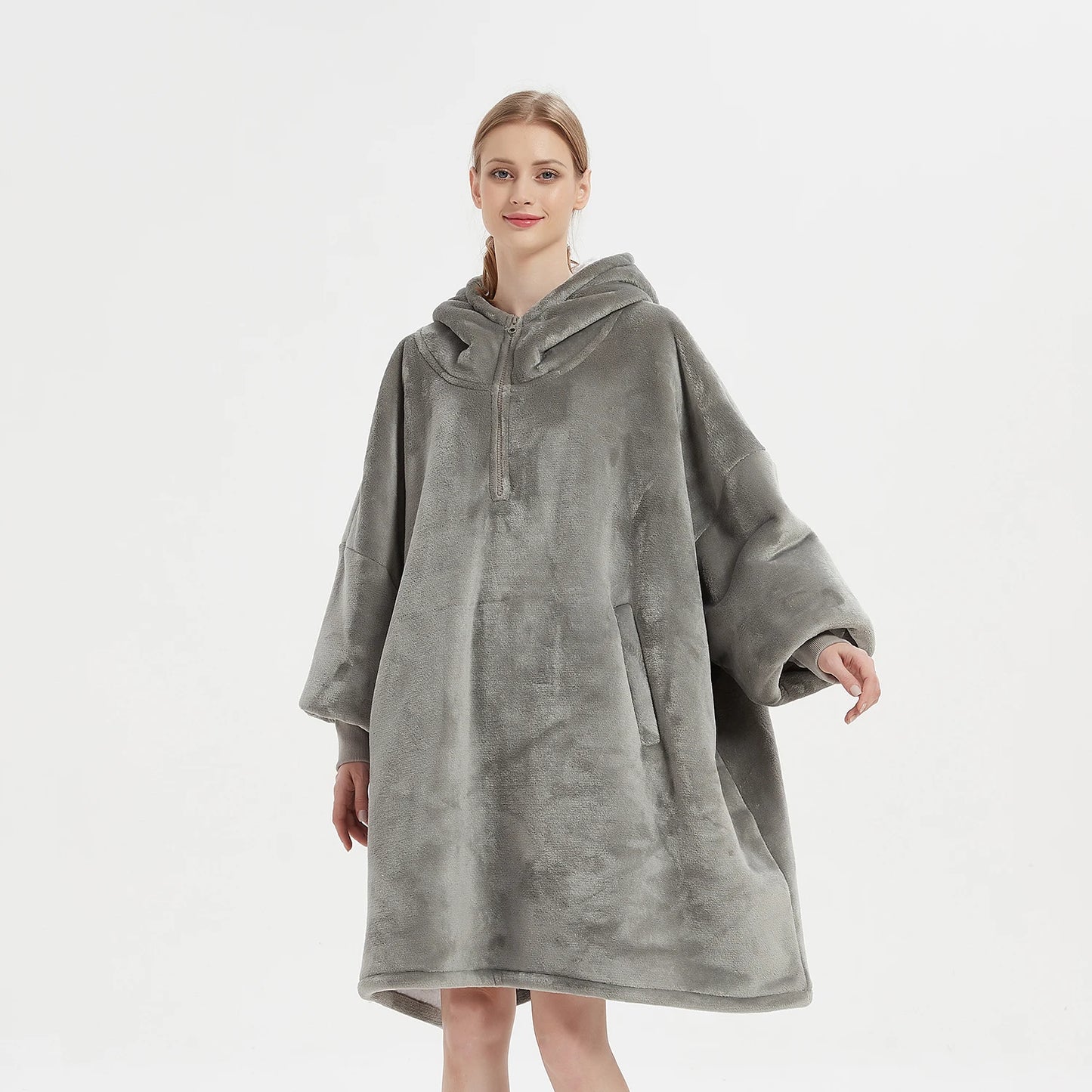 Draagbare Hoodie Winter Oversized Flanellen Hoodie deken Met Mouwen