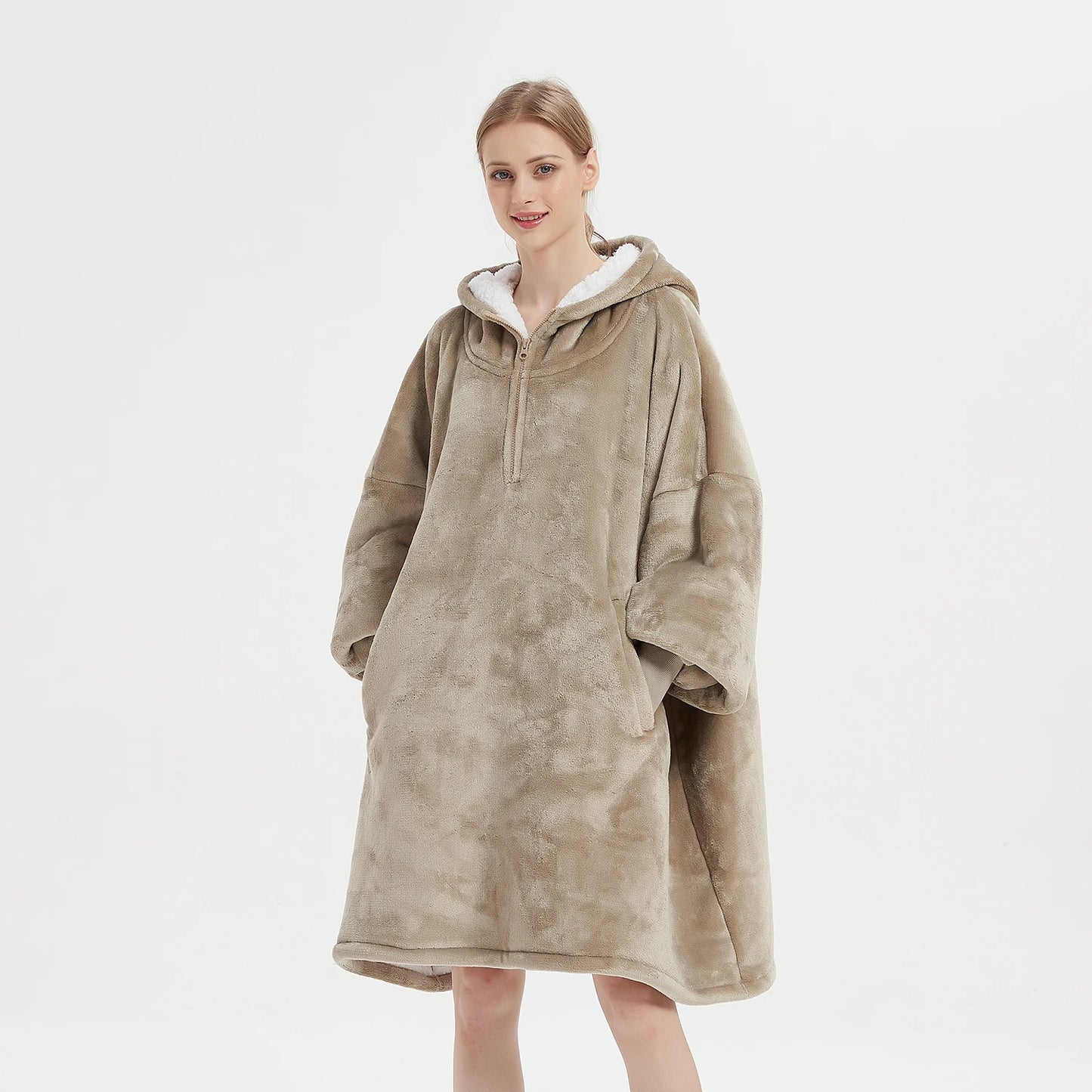 Draagbare Hoodie Winter Oversized Flanellen Hoodie deken Met Mouwen