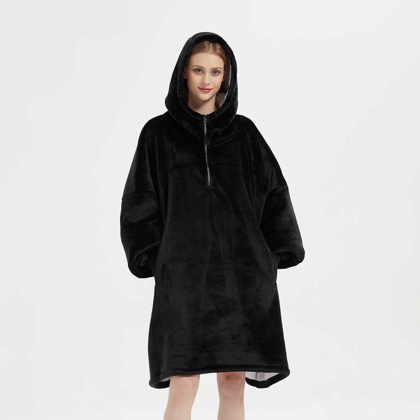 Draagbare Hoodie Winter Oversized Flanellen Hoodie deken Met Mouwen