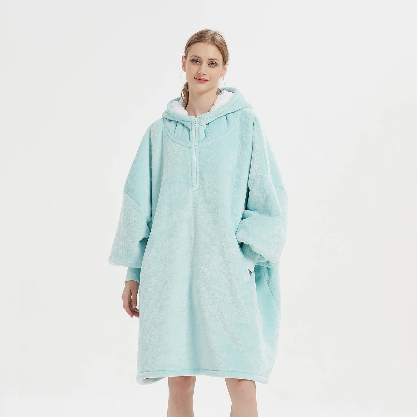 Draagbare Hoodie Winter Oversized Flanellen Hoodie deken Met Mouwen