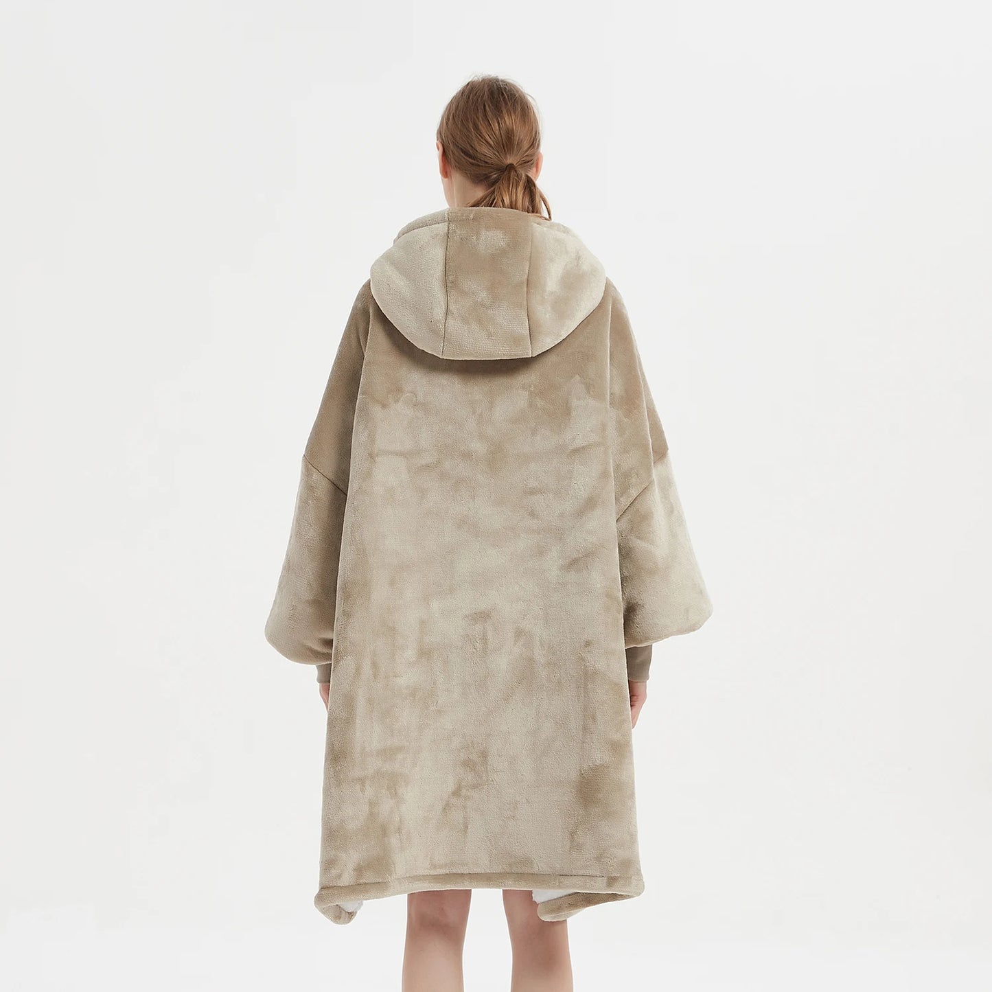 Draagbare Hoodie Winter Oversized Flanellen Hoodie deken Met Mouwen