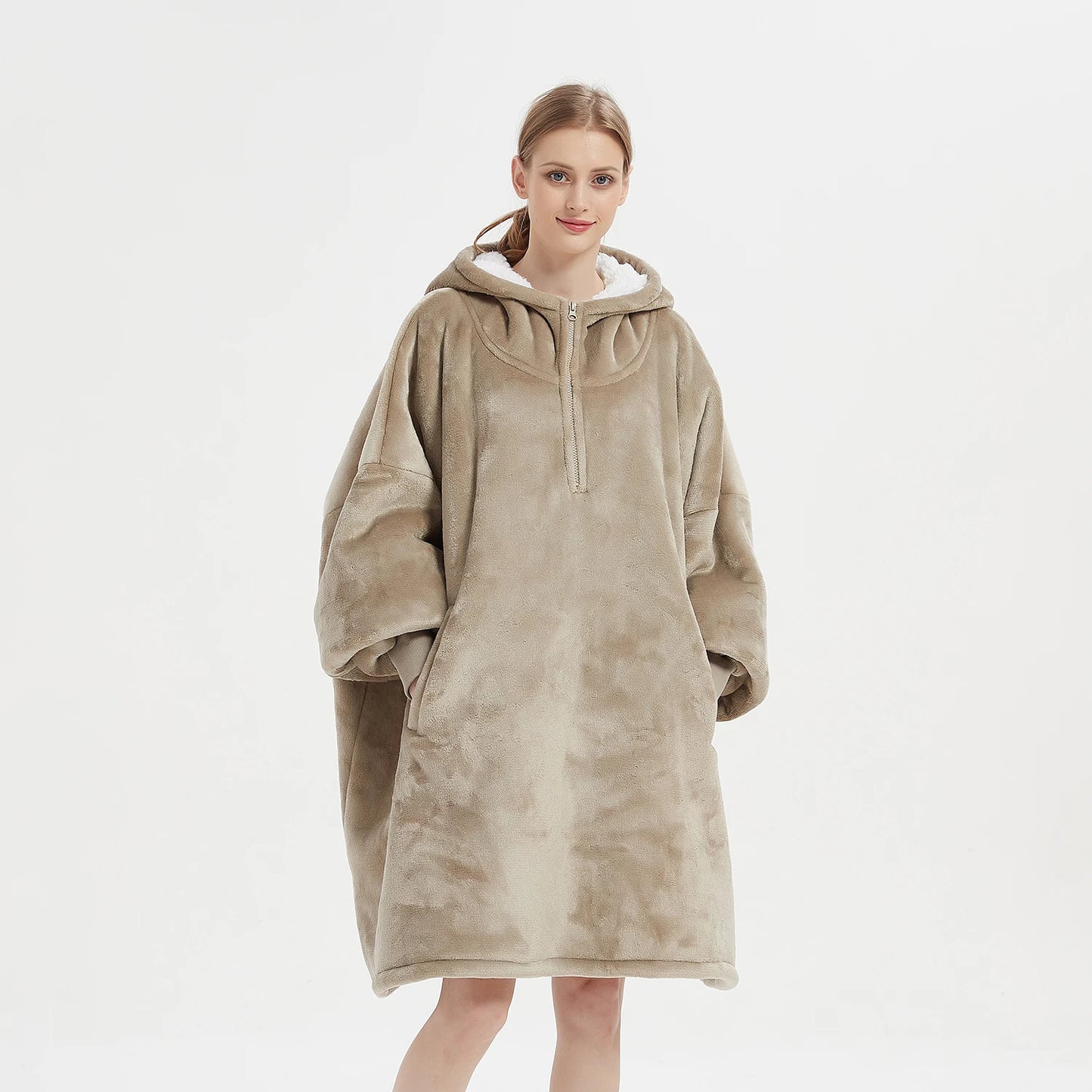 Draagbare Hoodie Winter Oversized Flanellen Hoodie deken Met Mouwen