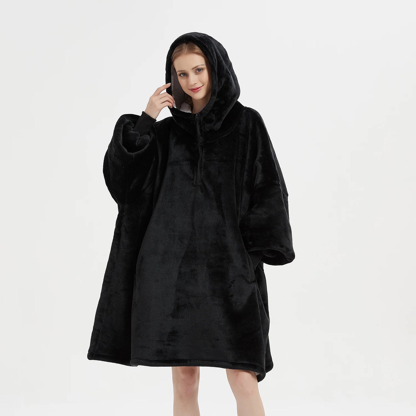 Draagbare Hoodie Winter Oversized Flanellen Hoodie deken Met Mouwen