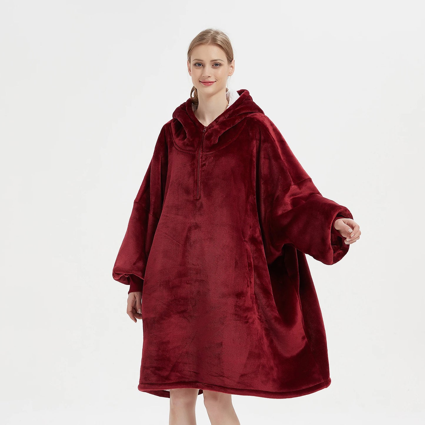 Draagbare Hoodie Winter Oversized Flanellen Hoodie deken Met Mouwen