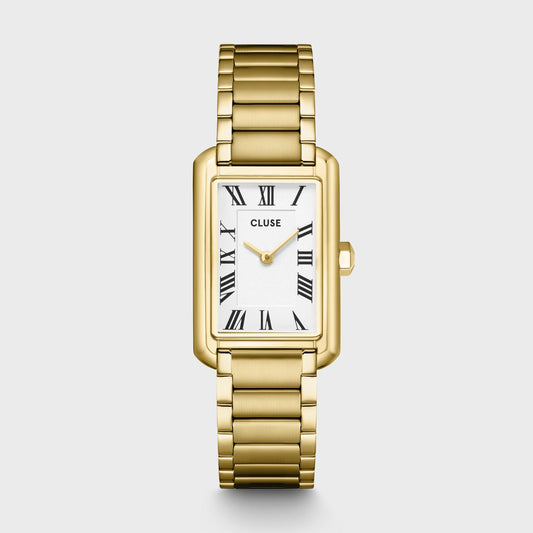 Belisenna horloge staal, wit, goudkleurig