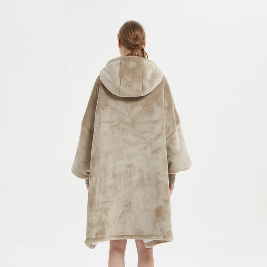 Draagbare Hoodie Winter Oversized Flanellen Hoodie deken Met Mouwen